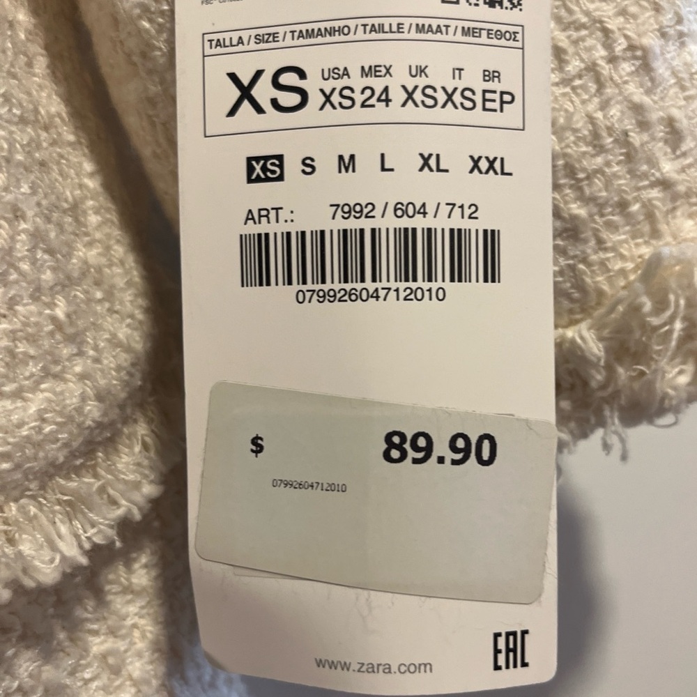 Zara Basic Collection Classic Ivory Tweed Jacket - Picture 13 of 16